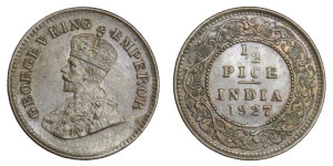 George V King Emperor, 1/2 PICE -1927 # Lot 2