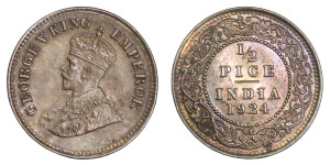 George V King Emperor, 1/2 PICE -1924