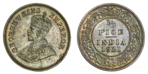 George V King Emperor, 1/2 PICE -1921