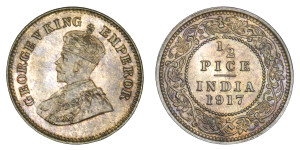 George V King Emperor, 1/2 PICE -1917