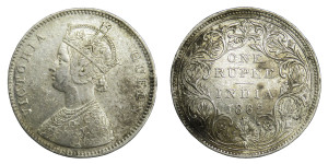 Victoria Queen, One Rupee - 1862 # Lots 3