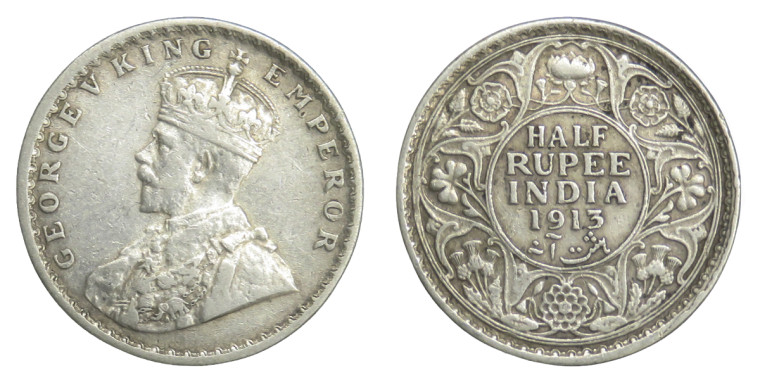 George V King Emperor, Half Rupee - 1913 # Lot 3