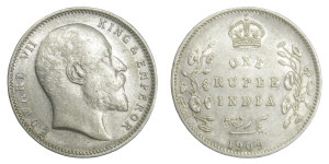 Edward VII King & Emperor, One Rupee - 1909 # Lot 5