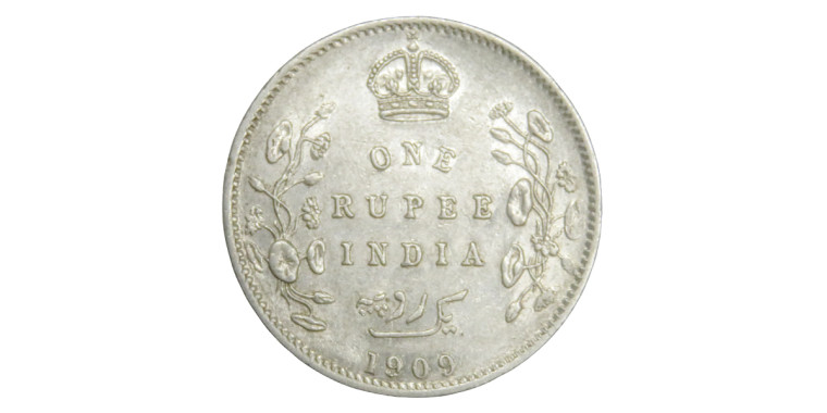 Edward VII King & Emperor, One Rupee - 1909 # Lot 5