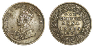 George V King Emperor, One Quarter Anna - 1931 # Lot 2