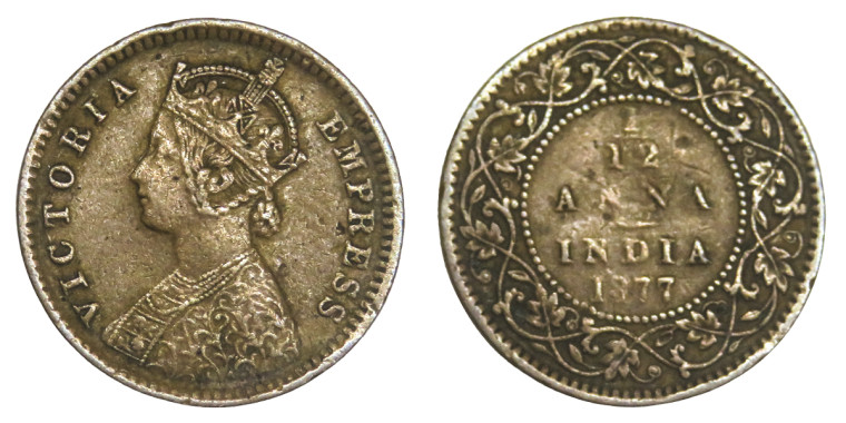 Victoria Empress, 1/12 ANNA -1877 # Lot 2