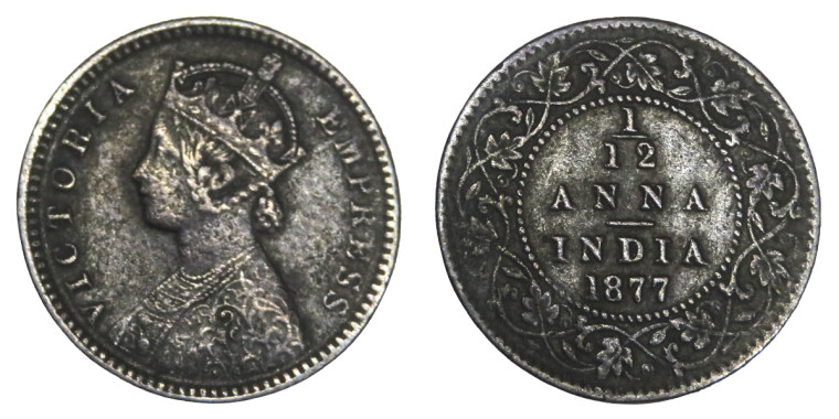 Victoria Empress, 1/12 ANNA -1877 # Lot 4