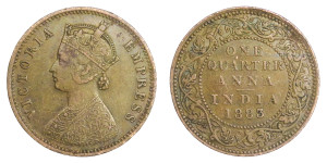 Victoria Empress, One Quarter Anna -1883 # lots 14