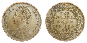 Victoria Empress, One Quarter Anna -1883 # lots 15