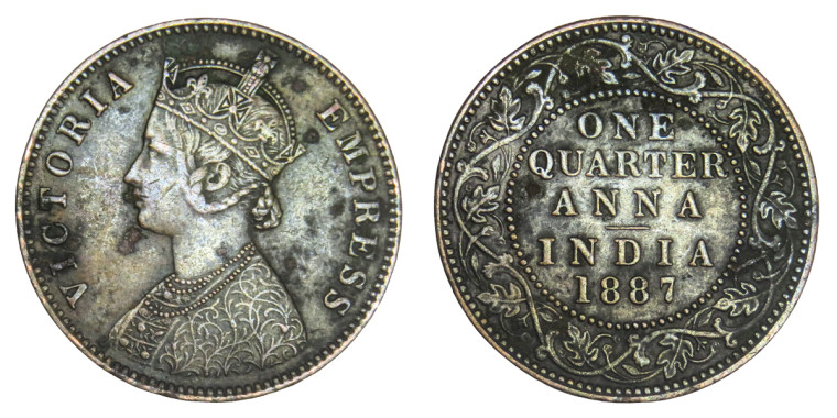 Victoria Empress, One Quarter Anna -1877 # lots 14