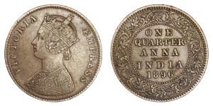 Victoria Empress, One Quarter Anna -1896 # Lots 11