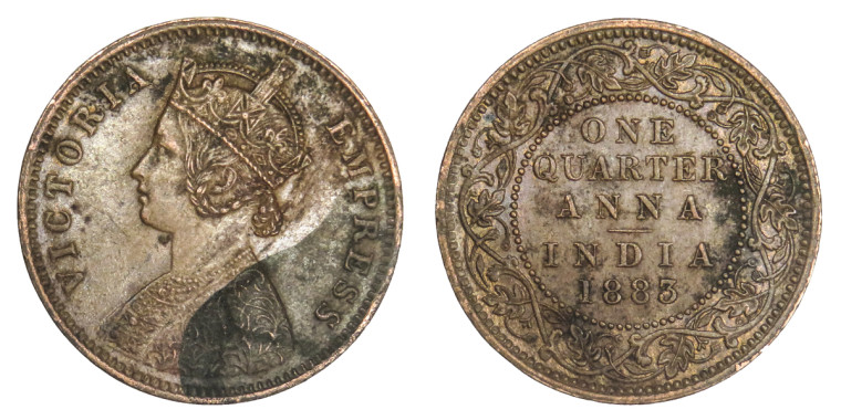 Victoria Empress, One Quarter Anna -1883 # lots 24