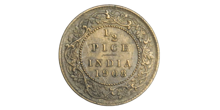 Edward VII King Emperor, 1/2 PICE - 1908