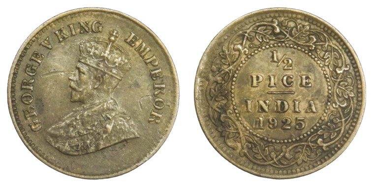 George V King Emperor, 1/2 PICE - 1925 # Lot 4