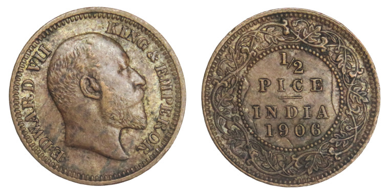 Edward VII King & Emperor, 1/2 Pice - 1906 # Lot 6