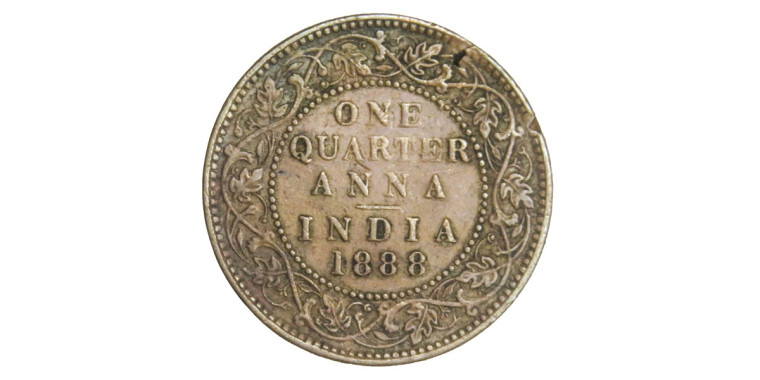  Victoria Empress, One Quarter Anna - 1888