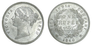 Victoria Queen, One Rupee - 1840 # Lot 4 