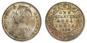 Victoria Empress, One Quarter Anna -1896 # Lots 12