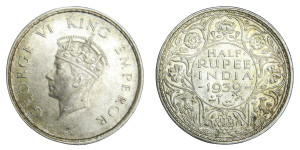 George VI King Emperor, Half Rupee - 1939