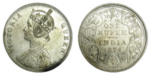 Victoria Queen, One Rupee - 1874 # Lot 4