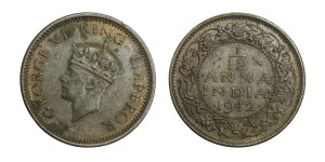 George VI King , 1/12 ANNA - 1942 (BRONZE)