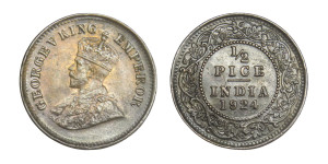 George V King Emperor, 1/2 PICE -1924 # Lot 5