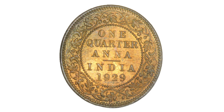 George V King, One Quarter Anna -1929 # Lot 2