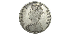 Victoria Queen, One Rupee - 1862 ( 0/5 Dot )