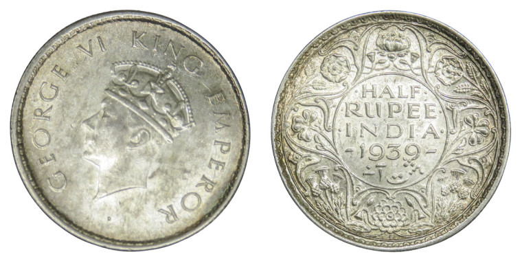 George VI King Emperor, Half Rupee - 1939 # Lot 1