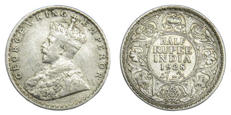 George V King Emperor, Half Rupee - 1928 # Lot 2