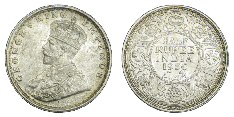 George V King Emperor, Half Rupee - 1936 # Lot 4