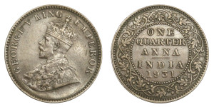 George V King Emperor, One Quarter Anna - 1931 # Lot 5