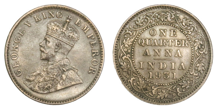 George V King Emperor, One Quarter Anna - 1931 # Lot 3