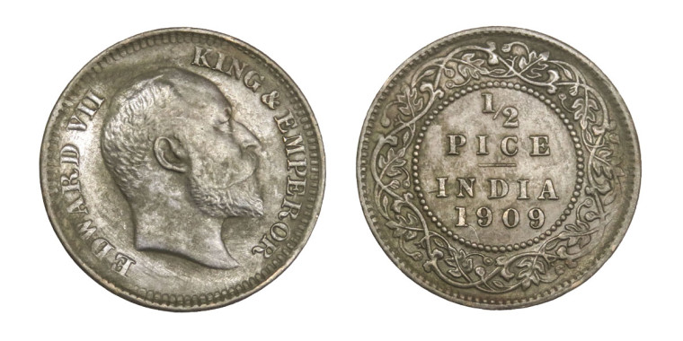 Edward VII King & Emperor, 1/2 Pice - 1909 # Lot 3