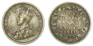 George V King Emperor, One Quarter Anna - 1911 # Lot 4