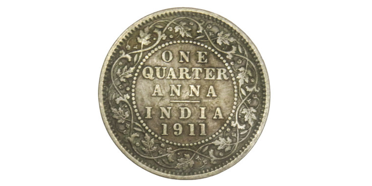 George V King Emperor, One Quarter Anna - 1911 # Lot 4