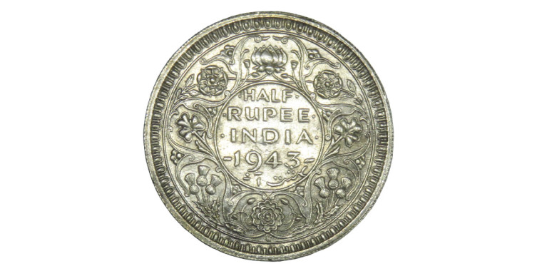 George VI King Emperor, Half Rupee - 1943, Broken 3