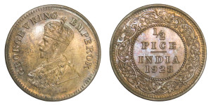 George V King Emperor, 1/2 PICE - 1928