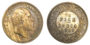 Edward VII King & Emperor, 1/2 PICE - 1910 # Lot 6