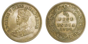 George V King Emperor, 1/2 PICE -1924 # Lot 6