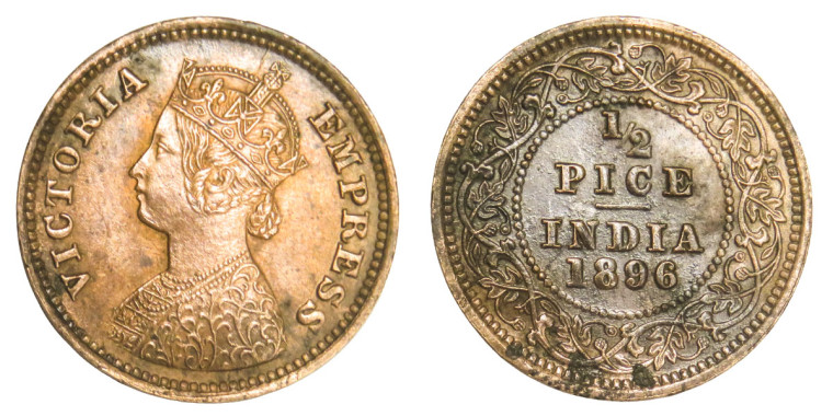 Victoria Empress, 1/2 PICE - 1896 # Lot 4