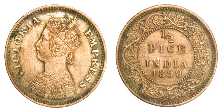 Victoria Empress, 1/2 PICE- 1899 # Lot 2