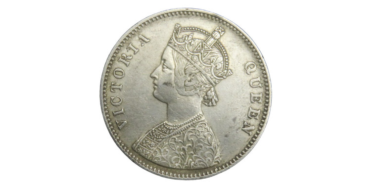 Victoria Queen, One Rupee - 1862 ( 0/10 Dot )