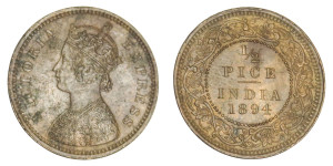 Victoria Empress, 1/2 PICE - 1894 # Lot 8