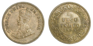 George V King Emperor, 1/2 PICE - 1925 # Lot 6