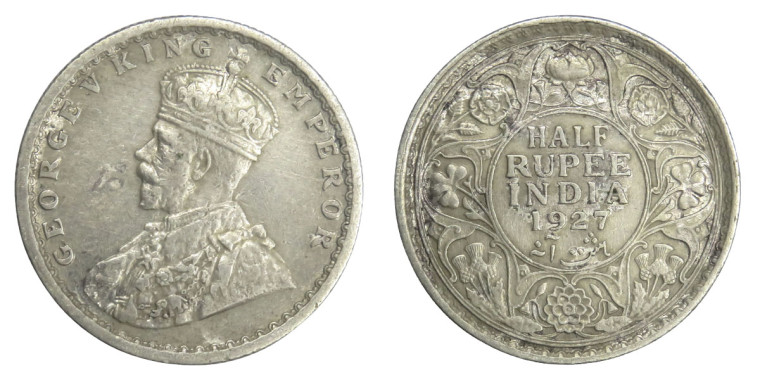 George V King Emperor, Half Rupee - 1927