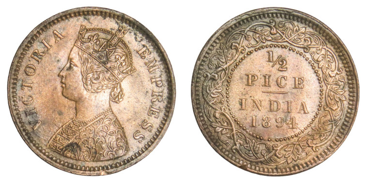 Victoria Empress, 1/2 PICE - 1894 # Lot 12