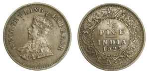 George V King Emperor, 1/2 PICE - 1925 # Lot 11