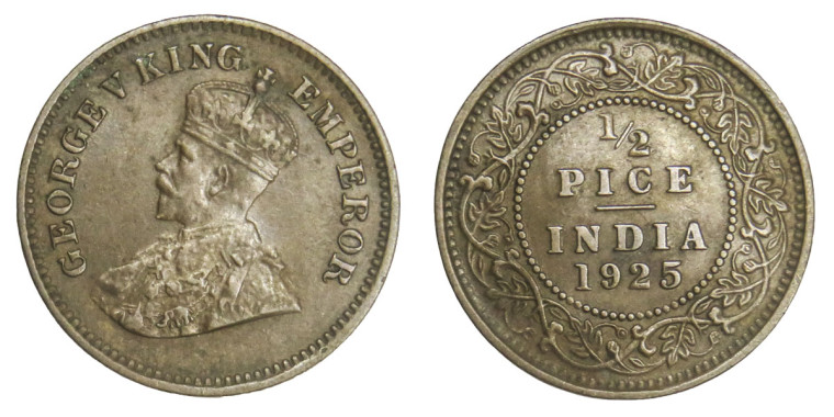 George V King Emperor, 1/2 PICE - 1925 # Lot 11