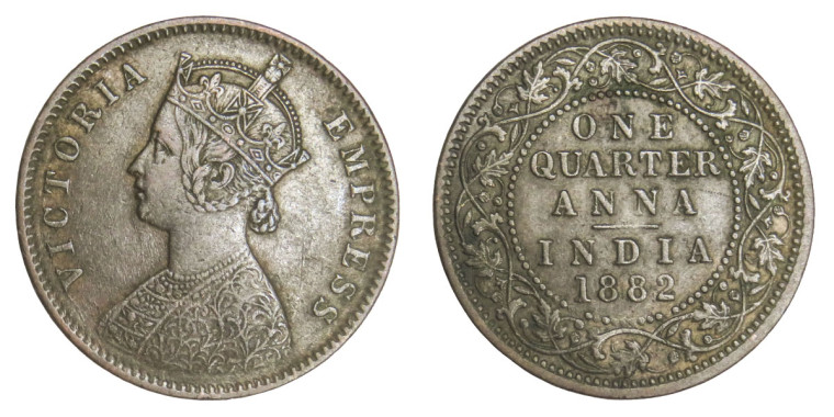 Victoria Empress, One Quarter Anna - 1882 # lots 29